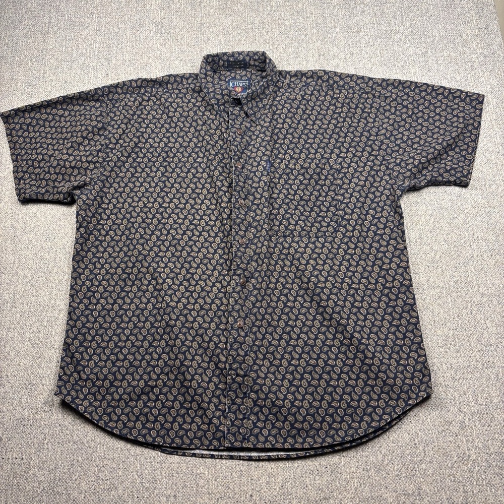 Chaps Ralph Lauren Shirt Mens XL Blue Paisley Button Up Classic Fit Cotton